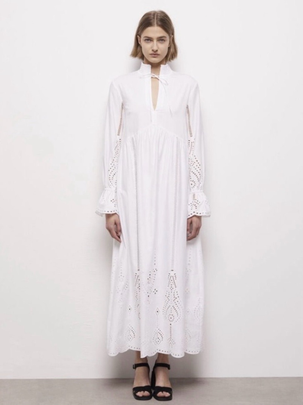 THE KOOPLES White Broderie Anglaise Maxi Dress NWT French 3 MSRP $495 - Picture 5 of 17